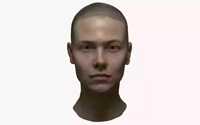 Photorealistic PBR female face  game animation ready Low-poly 3D model