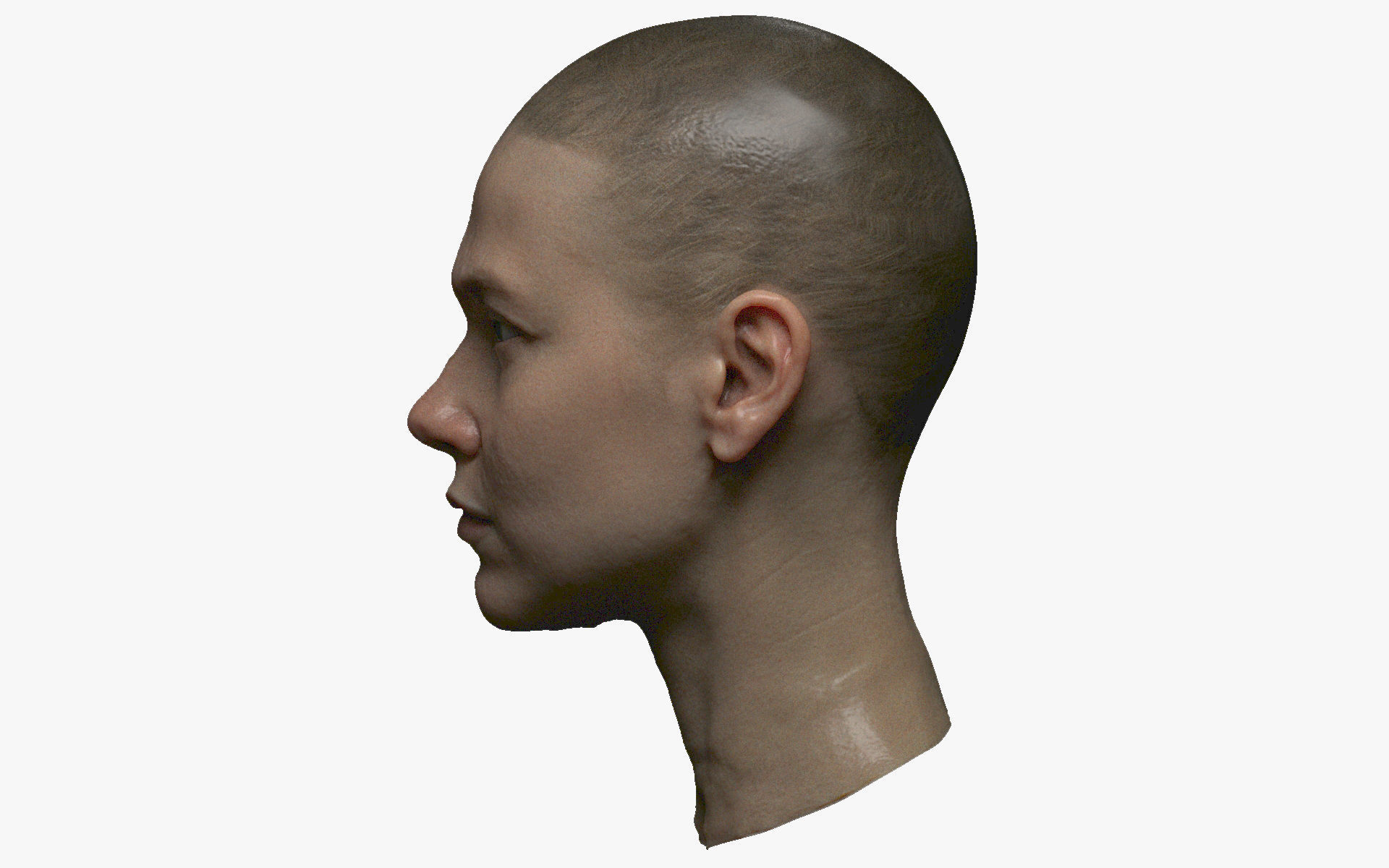 Photorealistic PBR female face  game animation ready Low-poly 3D model_9