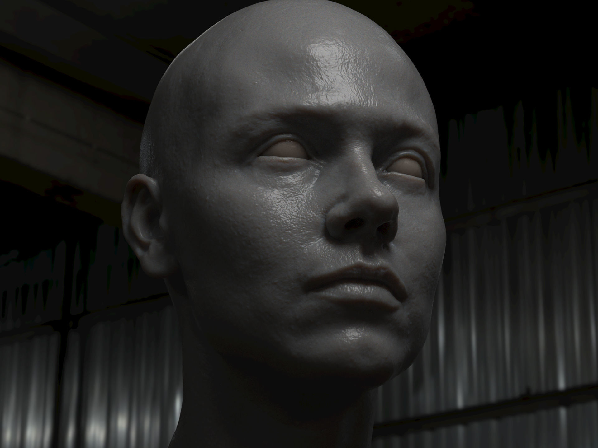 Photorealistic PBR female face  game animation ready Low-poly 3D model_12