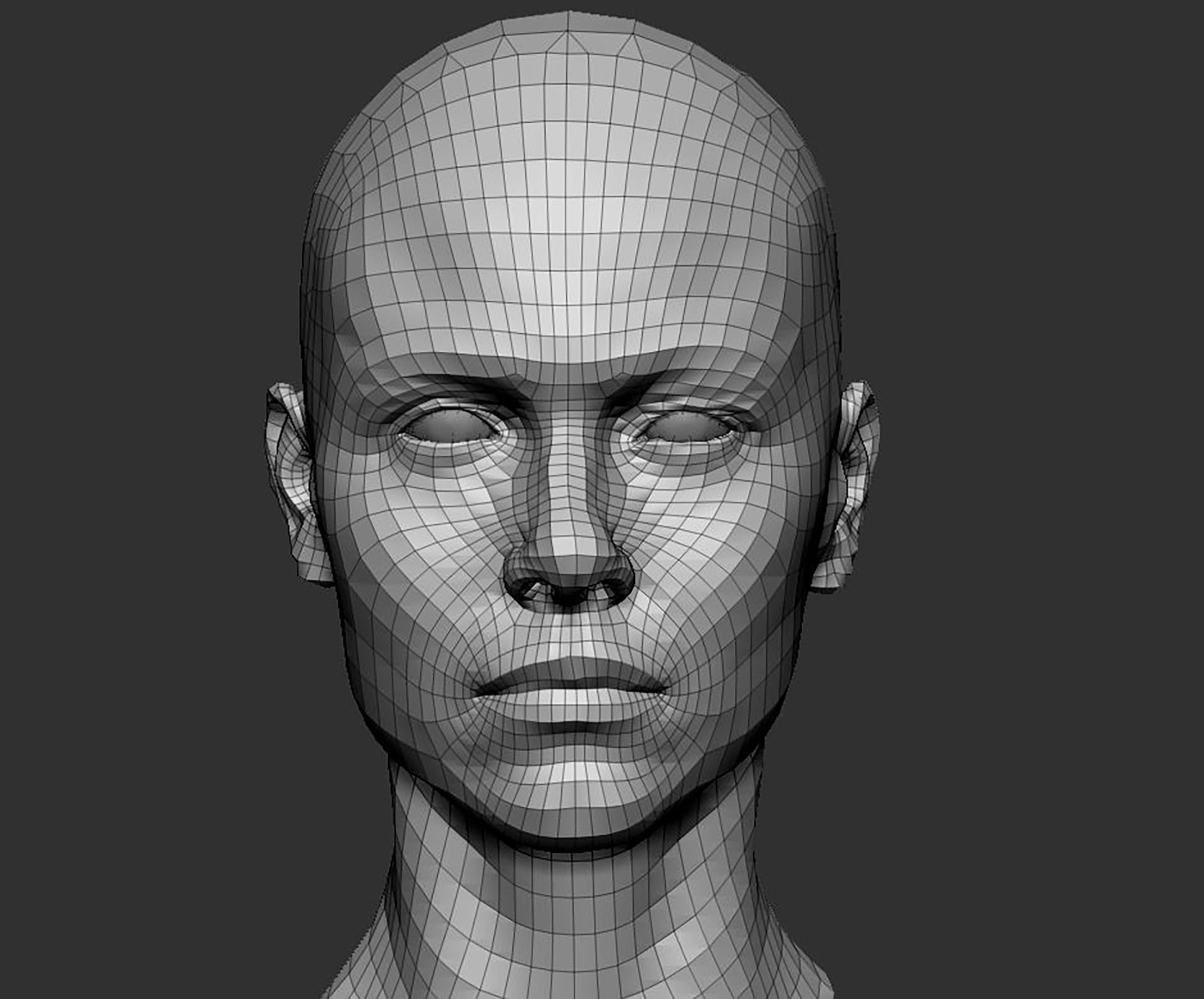 Photorealistic PBR female face  game animation ready Low-poly 3D model_15