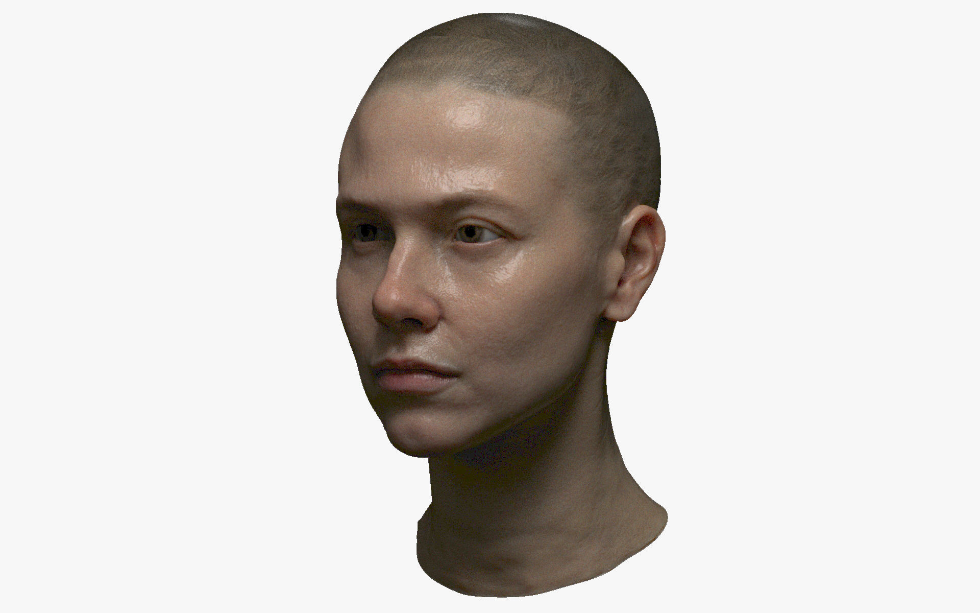 Photorealistic PBR female face  game animation ready Low-poly 3D model_11