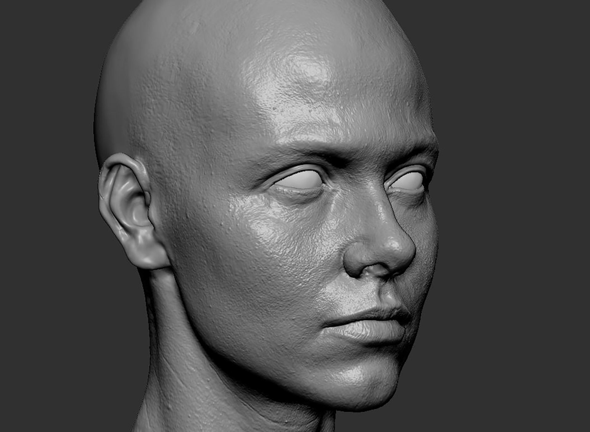 Photorealistic PBR female face  game animation ready Low-poly 3D model_17