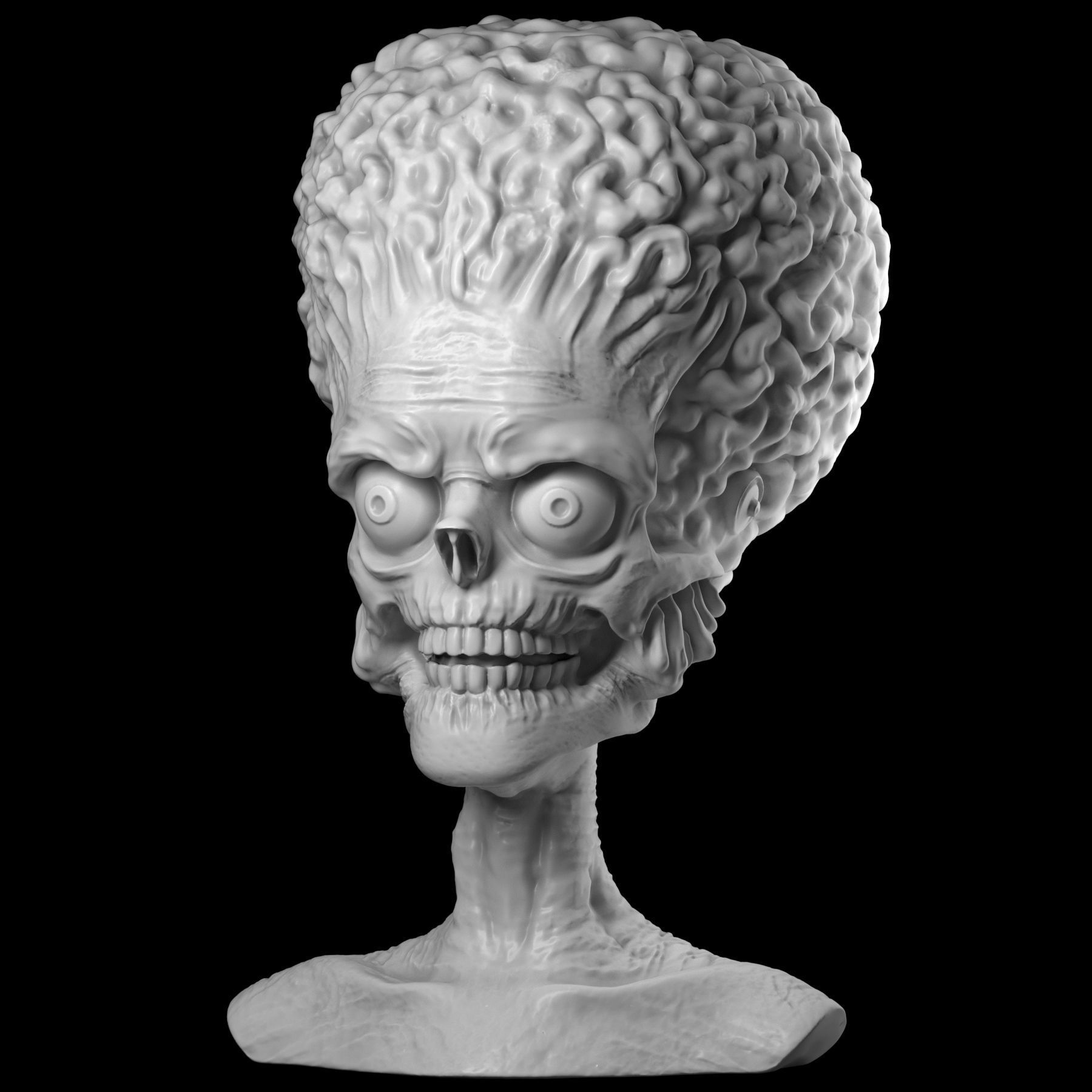 Martian 3D print model alien head 3D print model_9