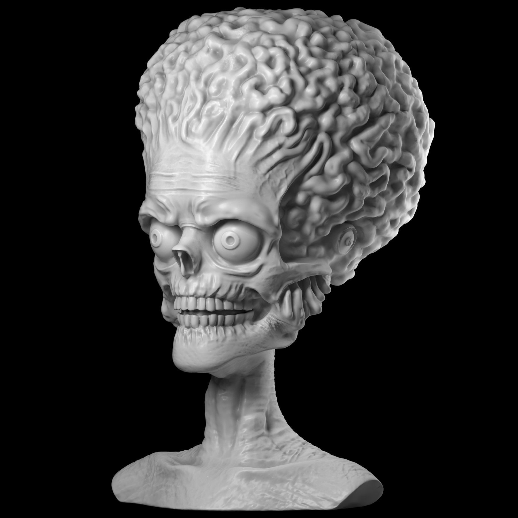 Martian 3D print model alien head 3D print model_8