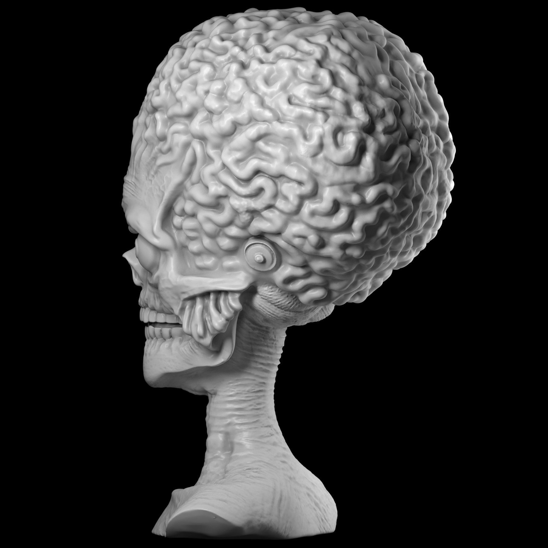 Martian 3D print model alien head 3D print model_5