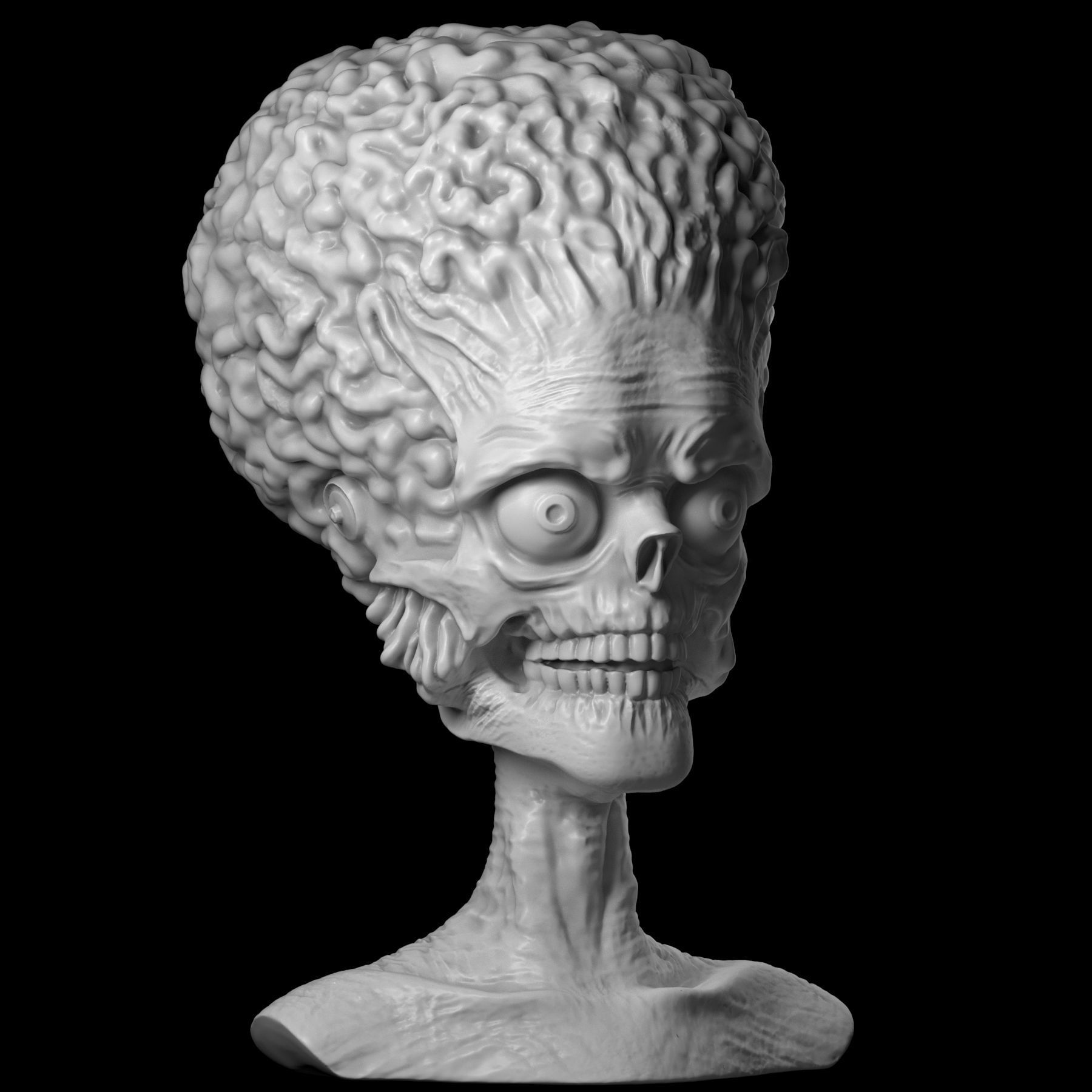 Martian 3D print model alien head 3D print model_12
