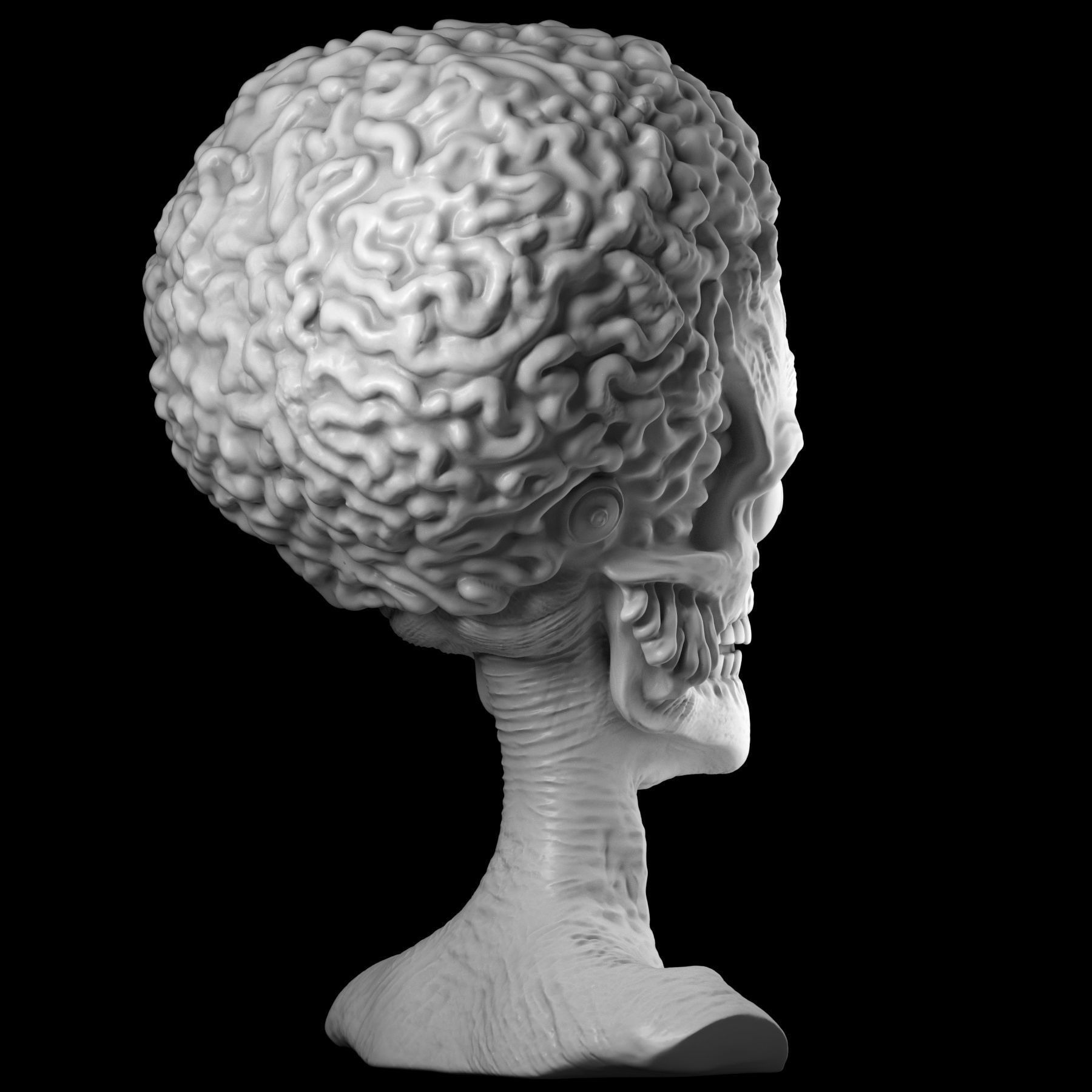 Martian 3D print model alien head 3D print model_16