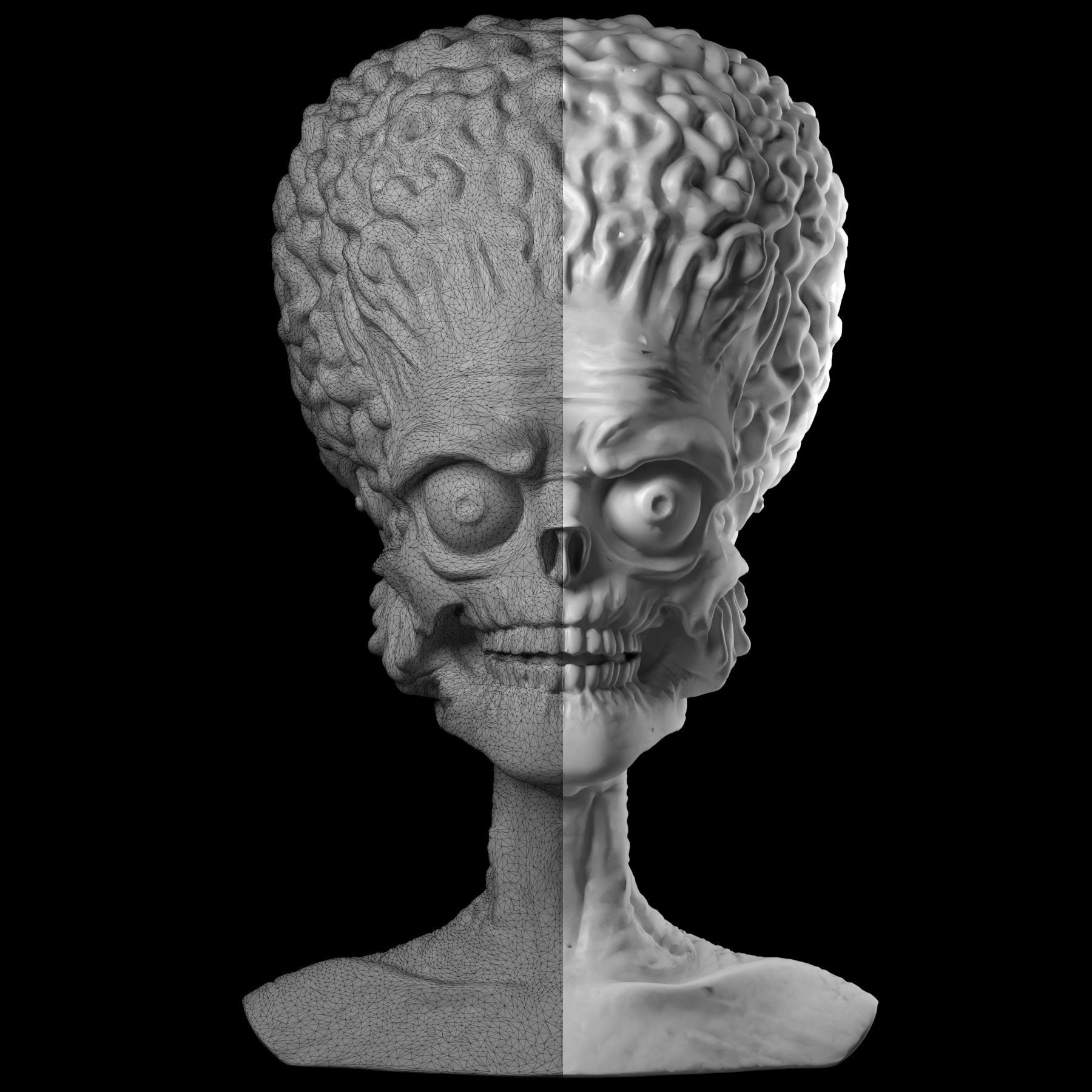 Martian 3D print model alien head 3D print model_11