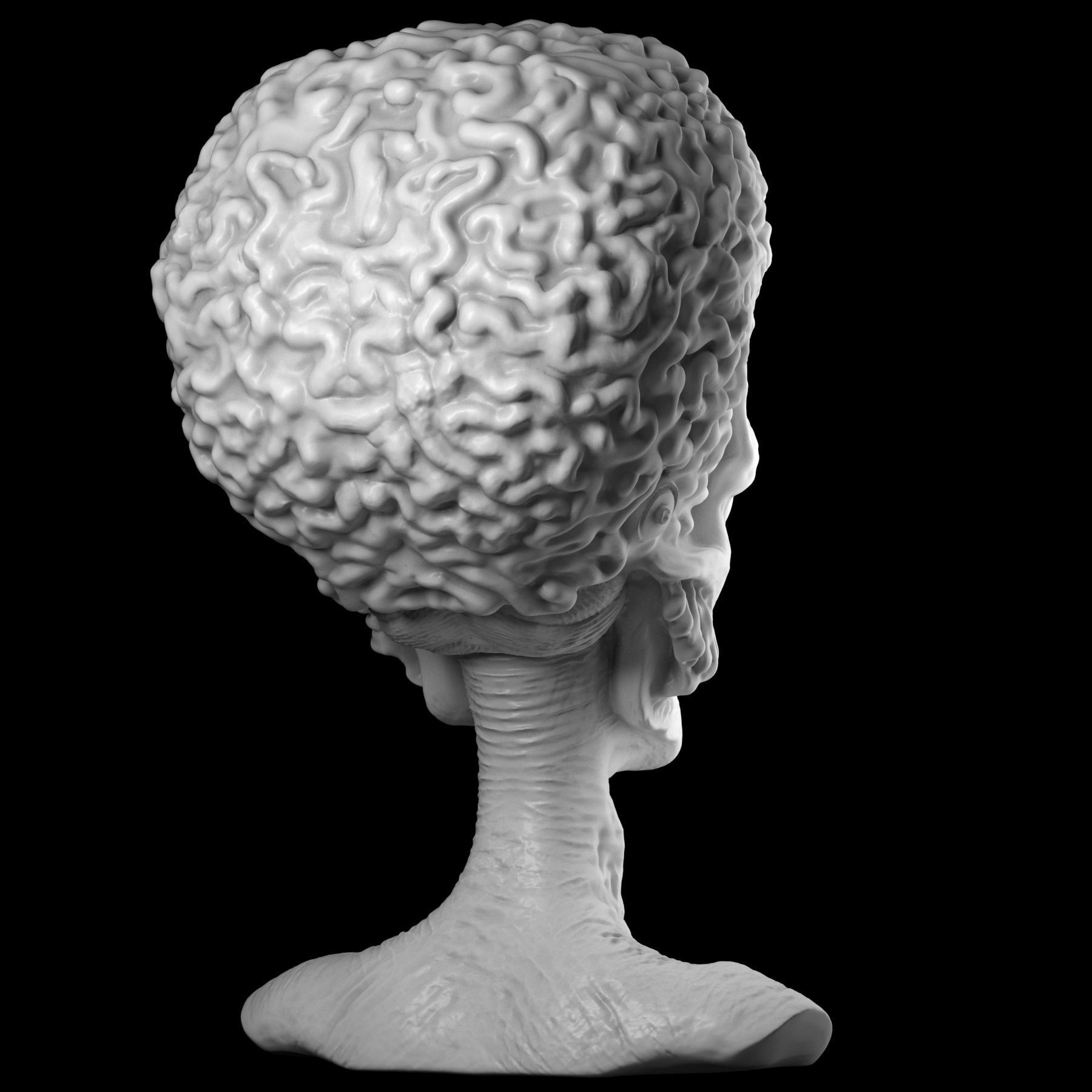Martian 3D print model alien head 3D print model_17