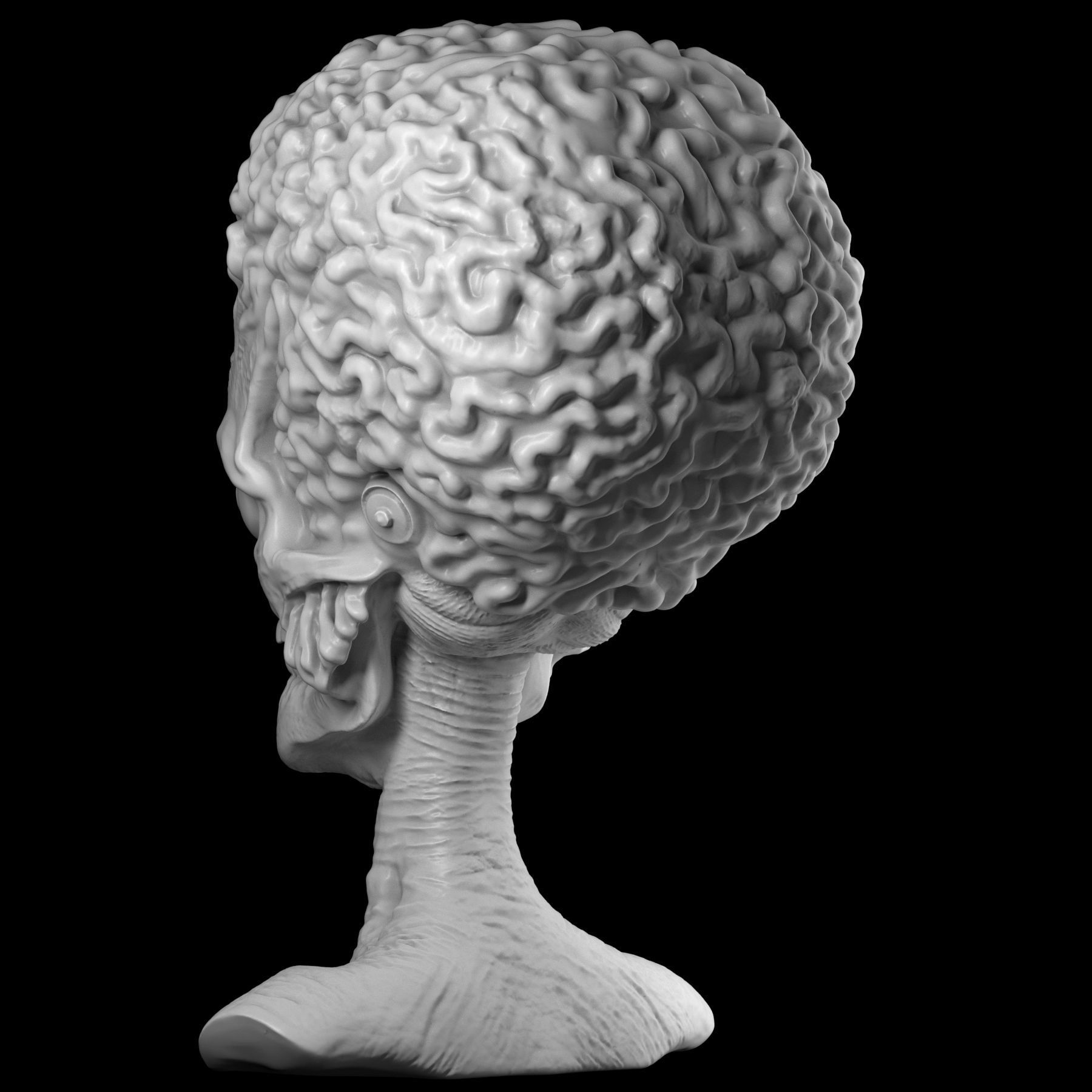 Martian 3D print model alien head 3D print model_4