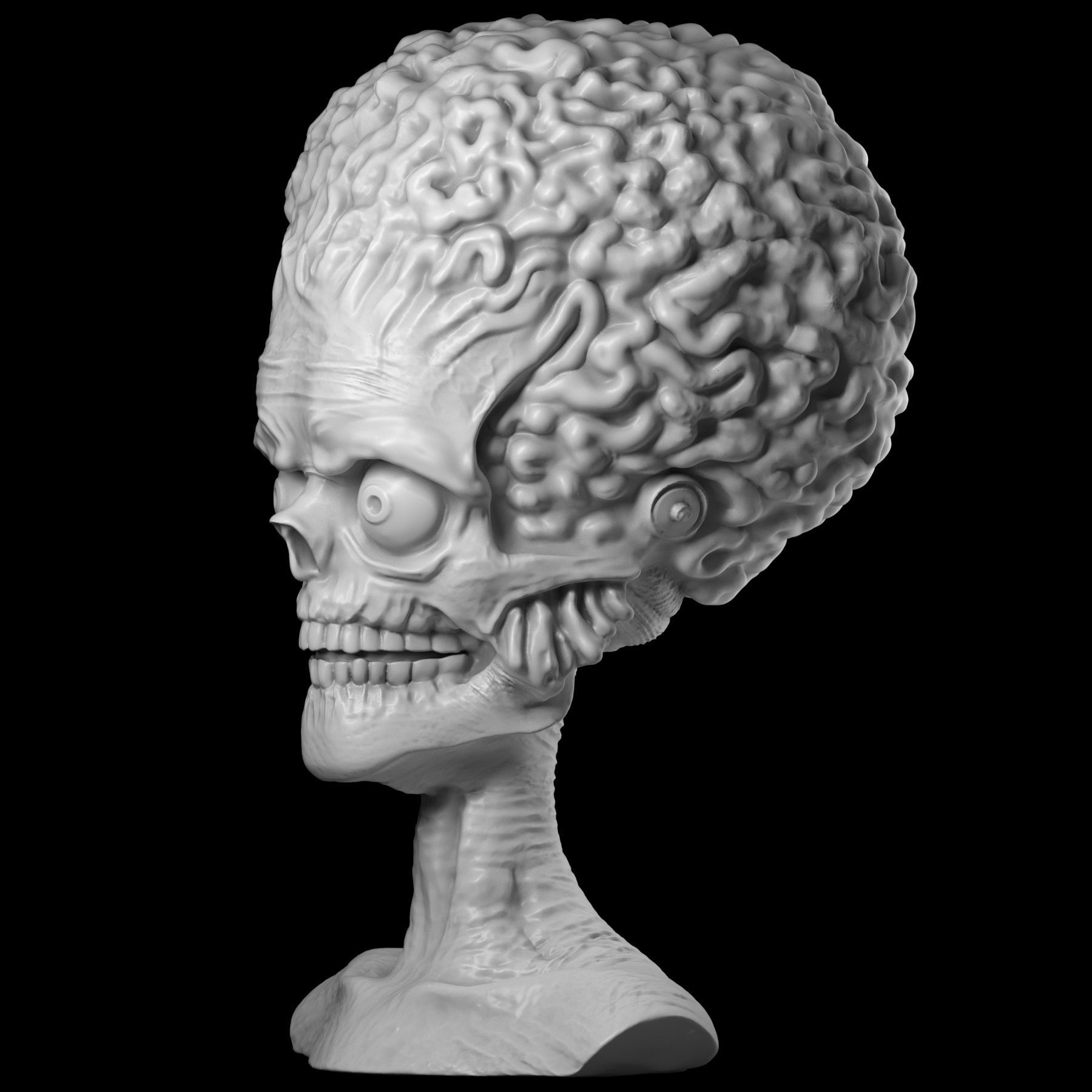 Martian 3D print model alien head 3D print model_7