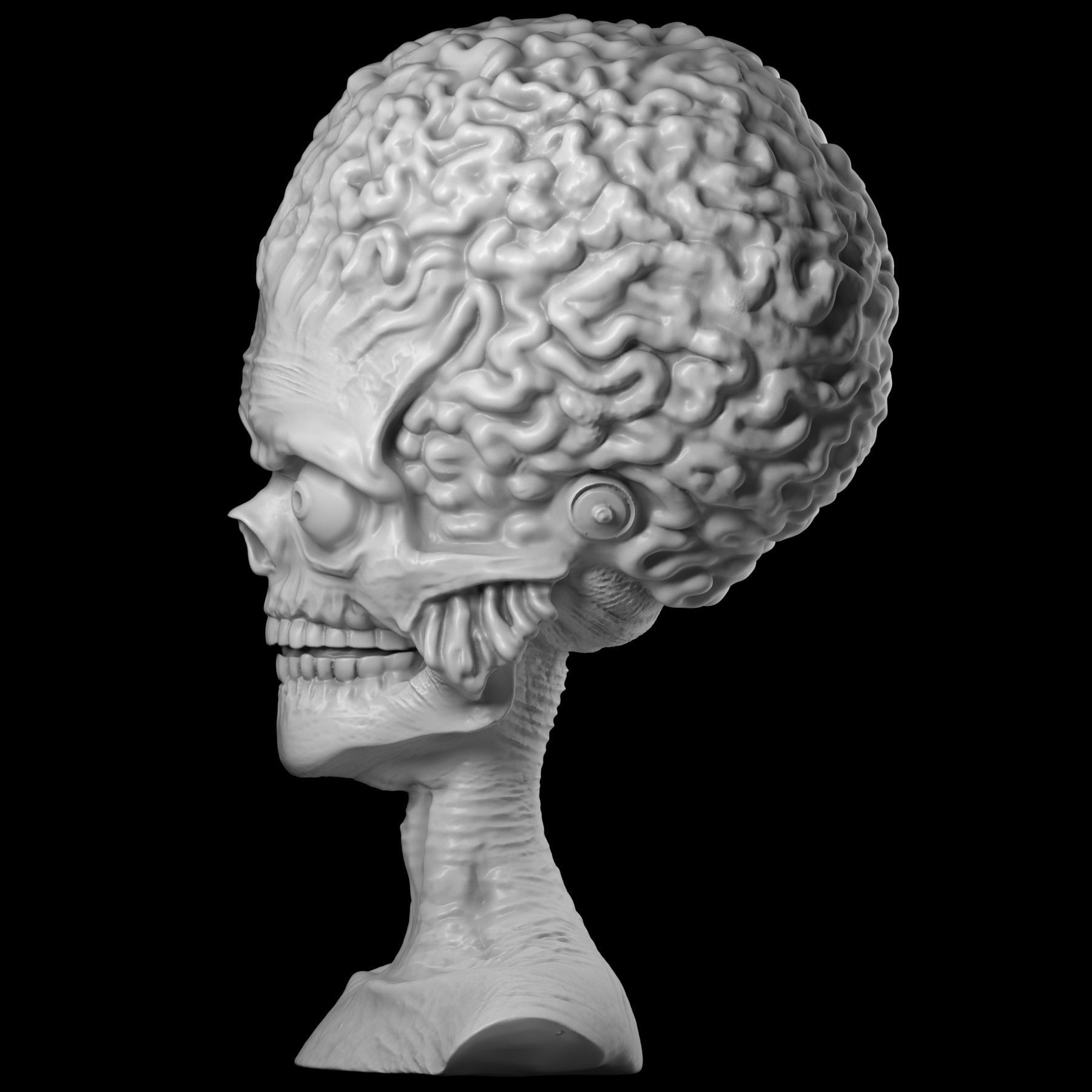 Martian 3D print model alien head 3D print model_6