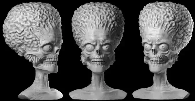 Martian 3D print model alien head 3D print model