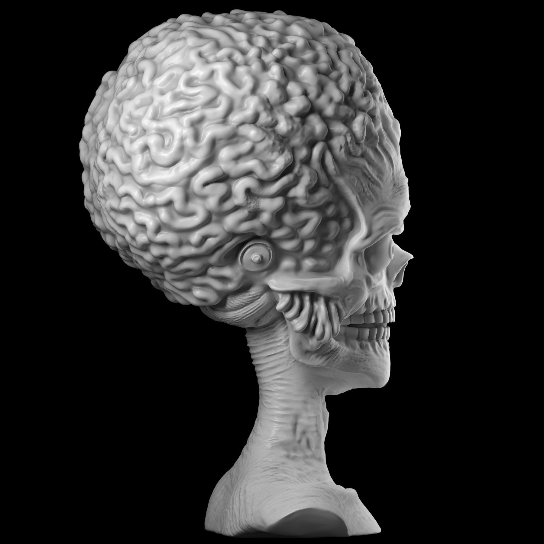 Martian 3D print model alien head 3D print model_15