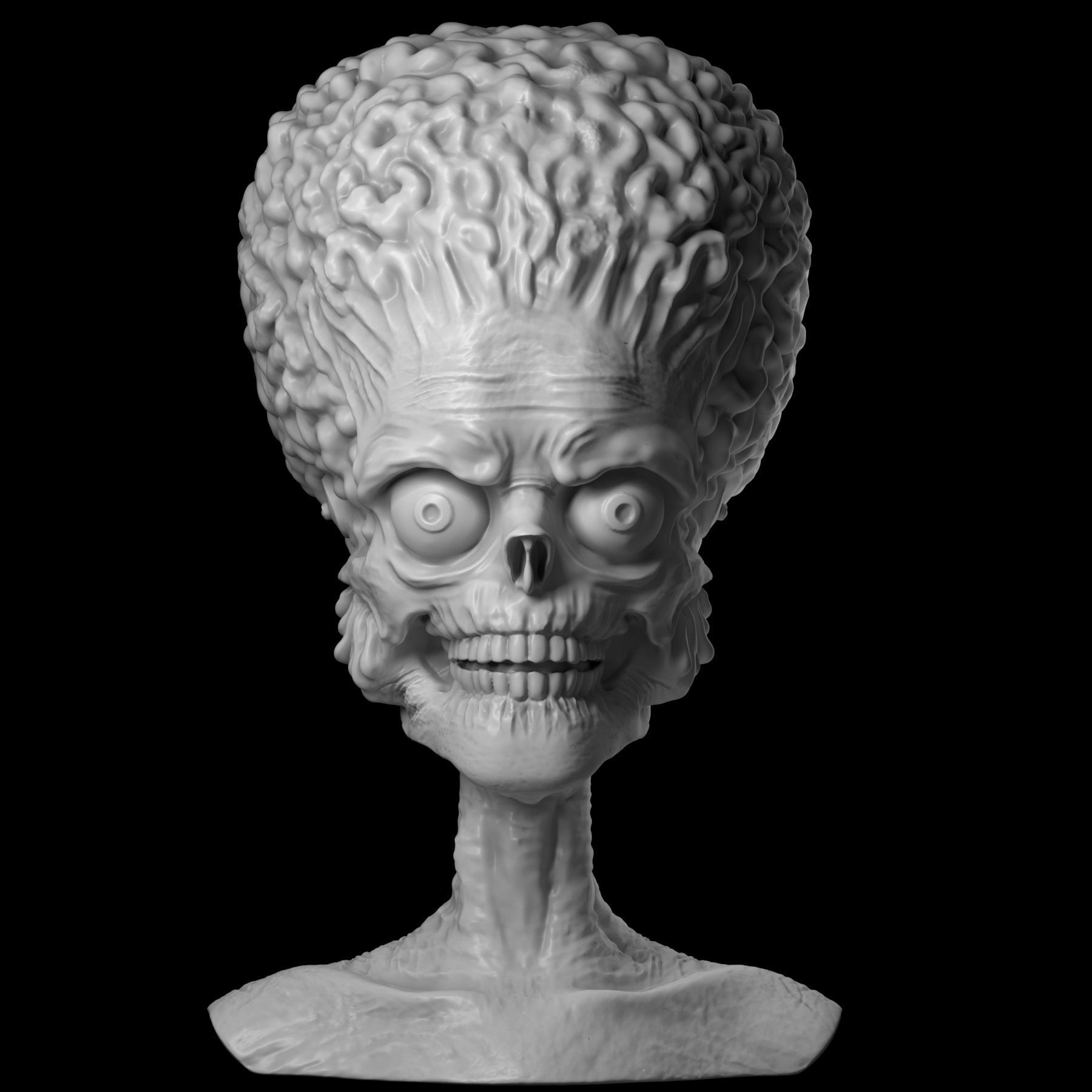 Martian 3D print model alien head 3D print model_1