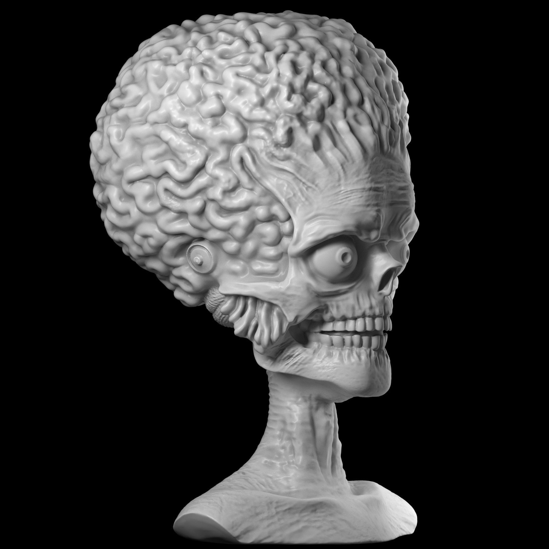 Martian 3D print model alien head 3D print model_13