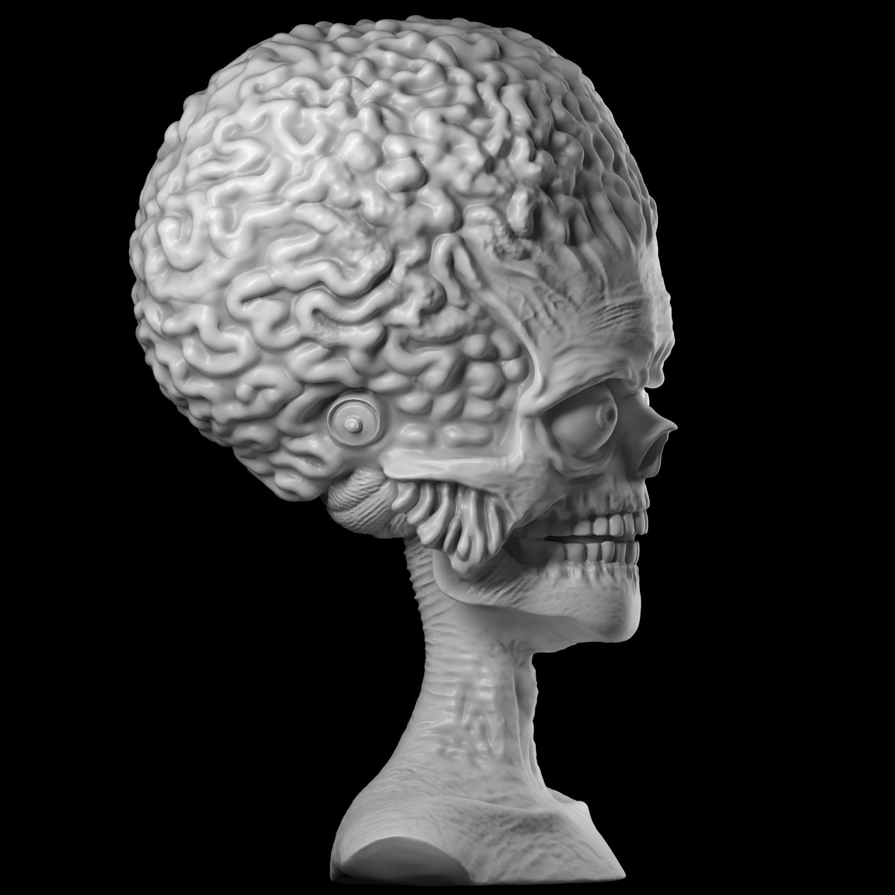 Martian 3D print model alien head 3D print model_14