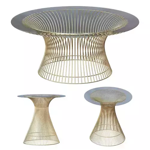 Radee marble table with gold metal frame 3D model