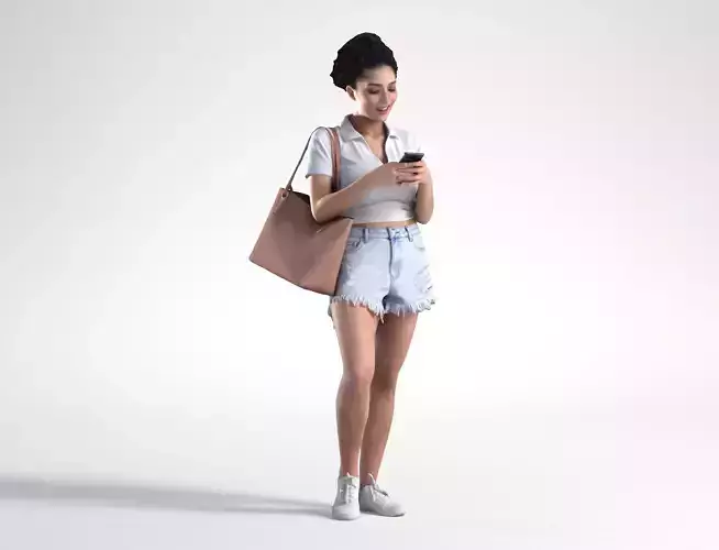Woman Casual Walking with Phone Low poly Manuela 1672