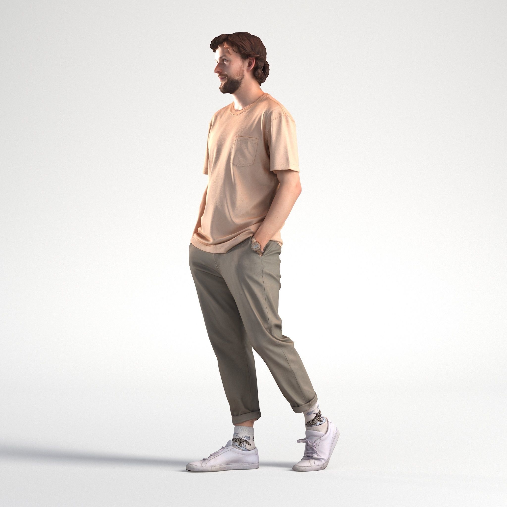 Man Casual Outfit Walking Low poly Lewis 1692 3D model_6