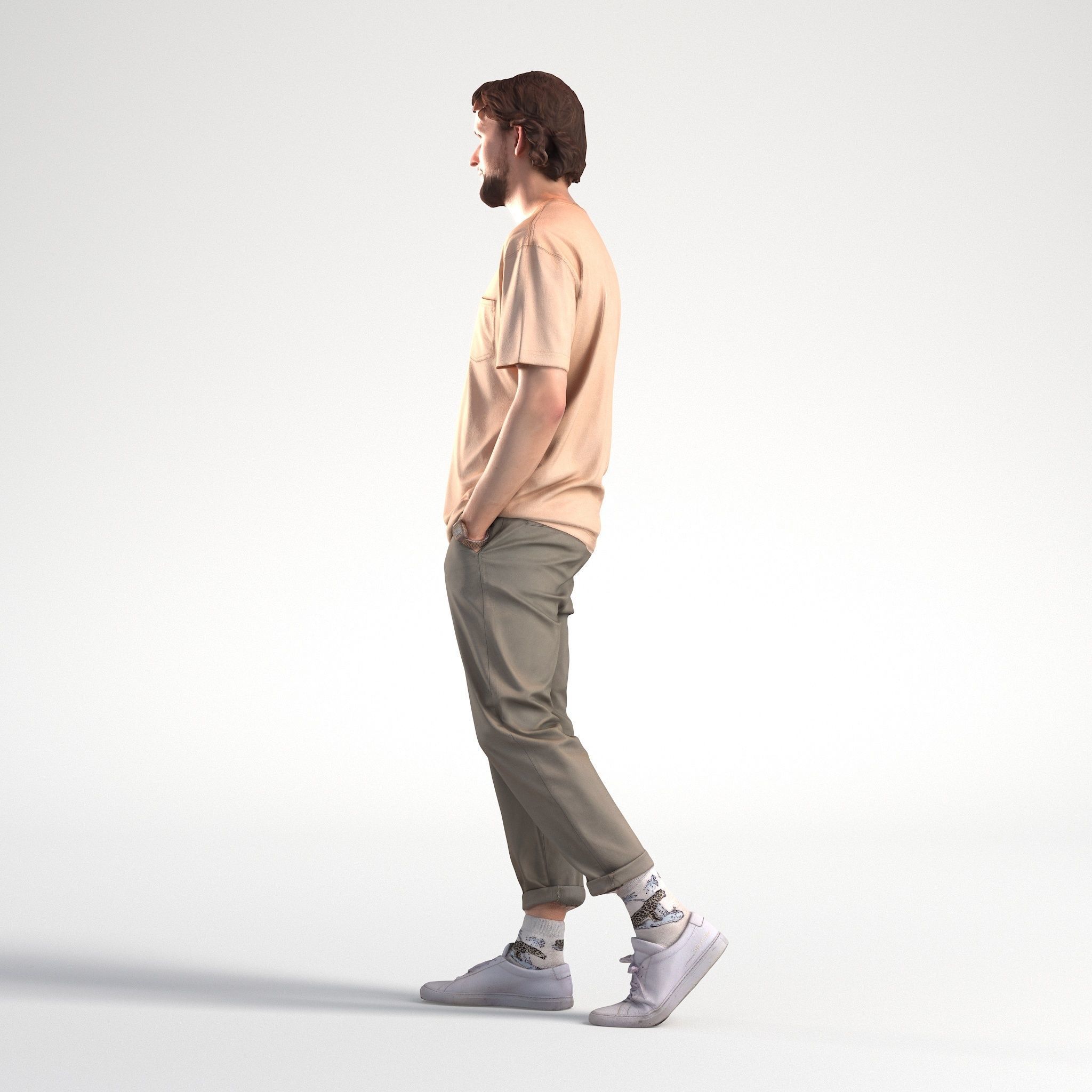 Man Casual Outfit Walking Low poly Lewis 1692 3D model_5