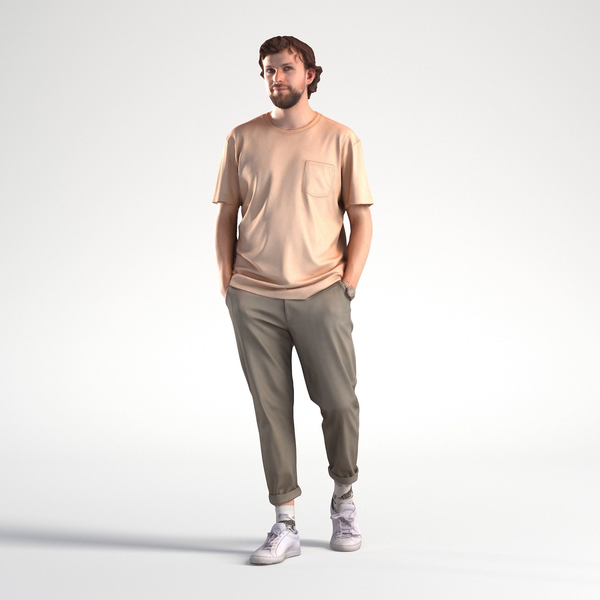 Man Casual Outfit Walking Low poly Lewis 1692 3D model_7