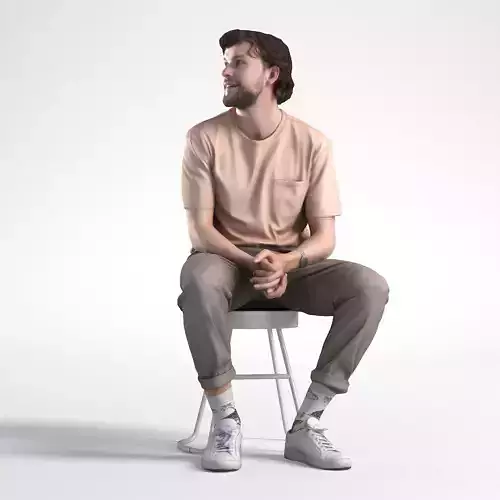 Man Casual Outfit Sitting Low poly Lewis 1704