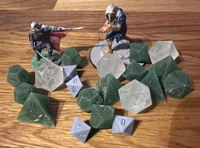 Critical Hit and Critical Failure Full Dice Set 3D print model