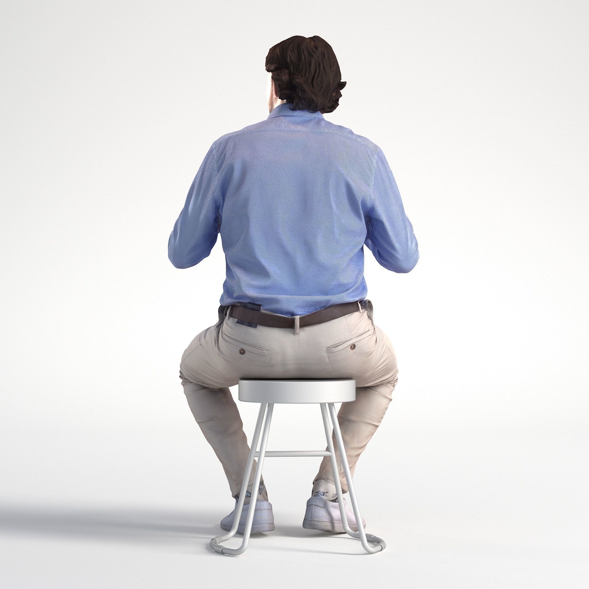 Man Business Sitting and Eatting Low poly Lewis 1717 3D model_4