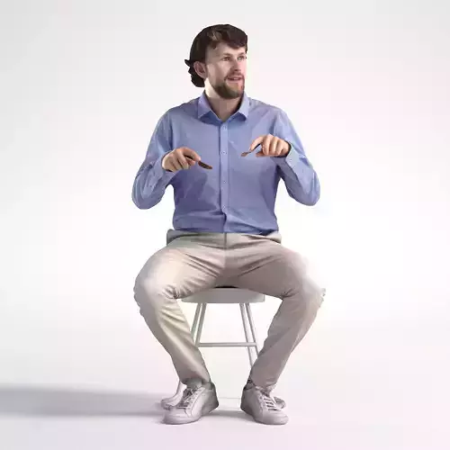 Man Business Sitting and Eatting Low poly Lewis 1717