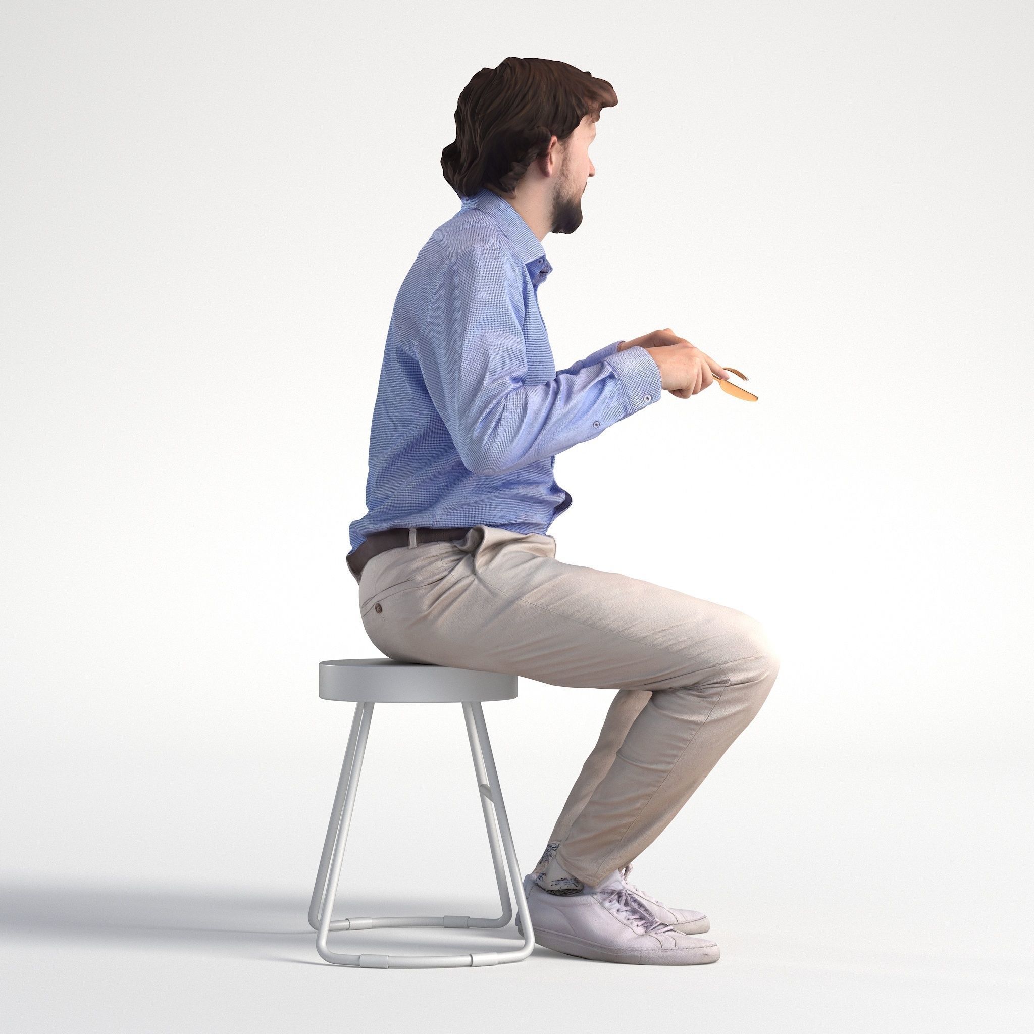 Man Business Sitting and Eatting Low poly Lewis 1717 3D model_2