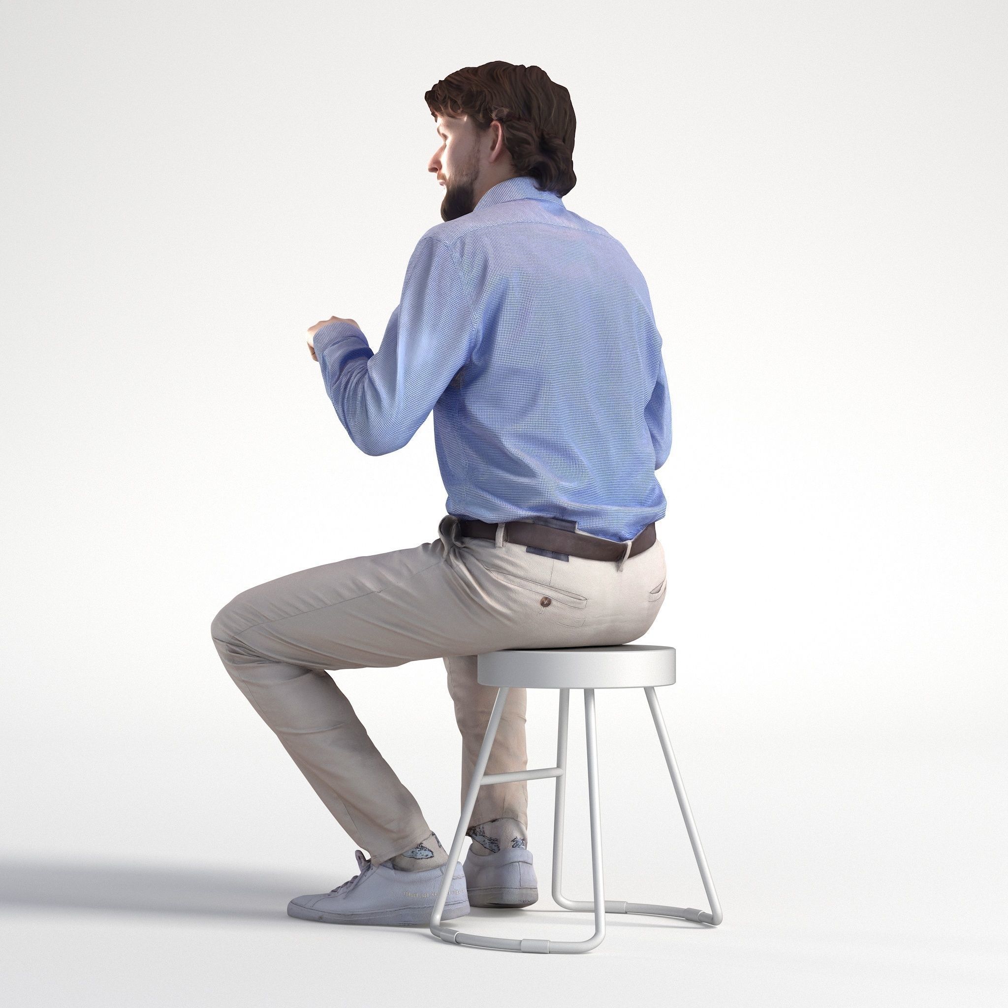 Man Business Sitting and Eatting Low poly Lewis 1717 3D model_5