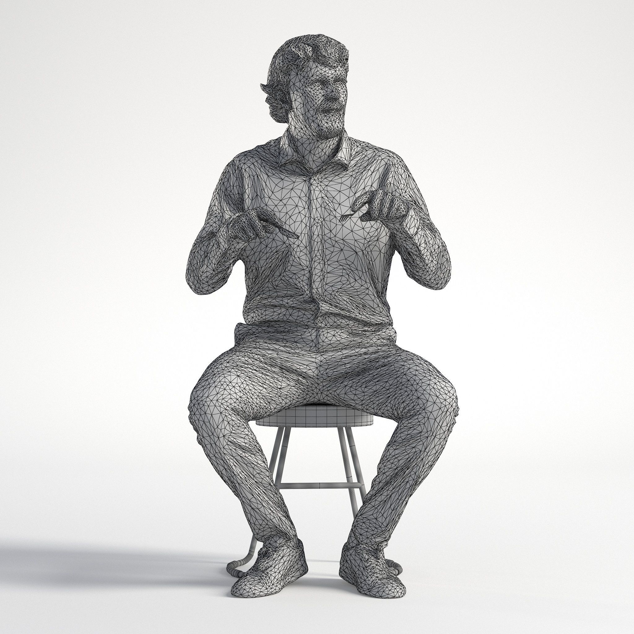 Man Business Sitting and Eatting Low poly Lewis 1717 3D model_9