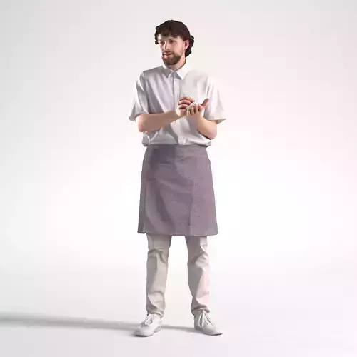 Man Waiter Standing Taking An Order Low poly Lewis 1725