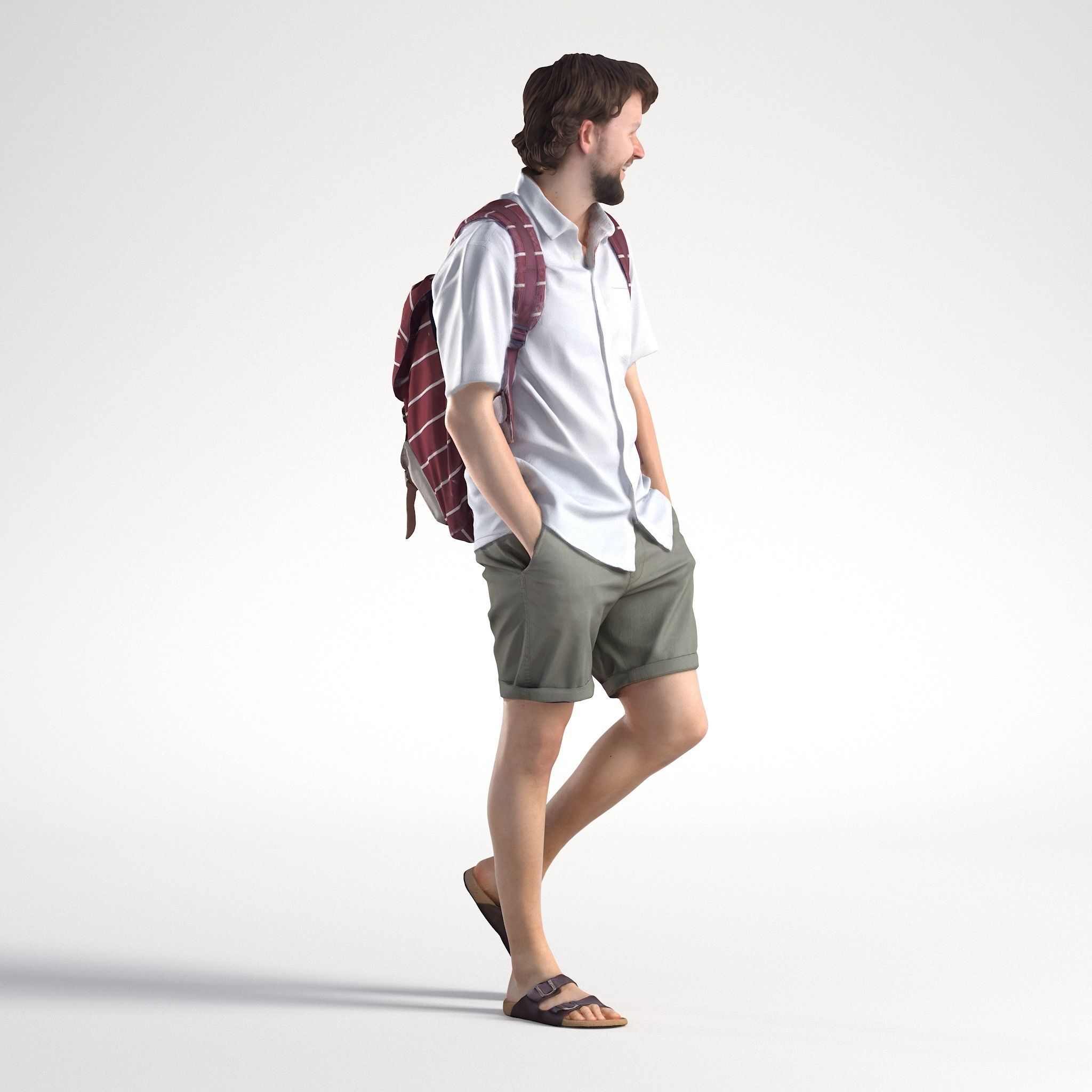 Man Casual Outfit Walking Low poly Lewis 1745 3D model_2