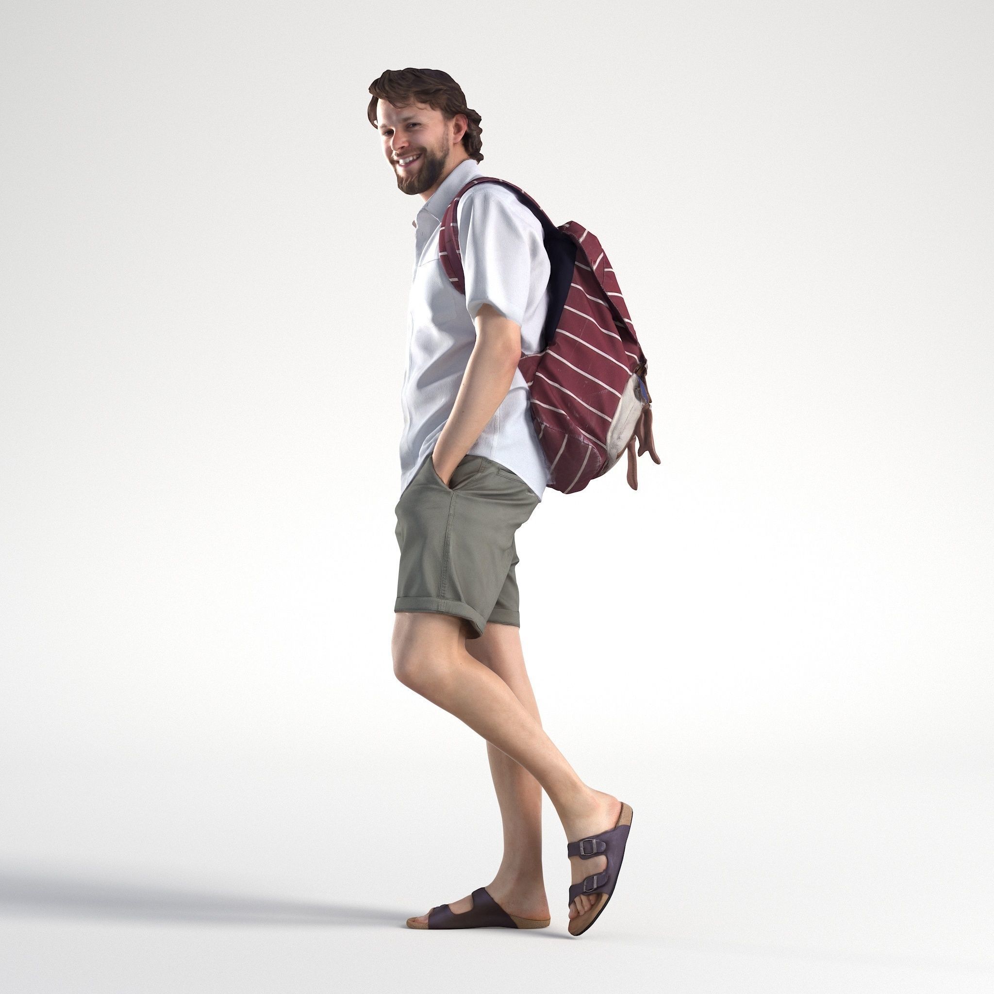 Man Casual Outfit Walking Low poly Lewis 1745 3D model_7