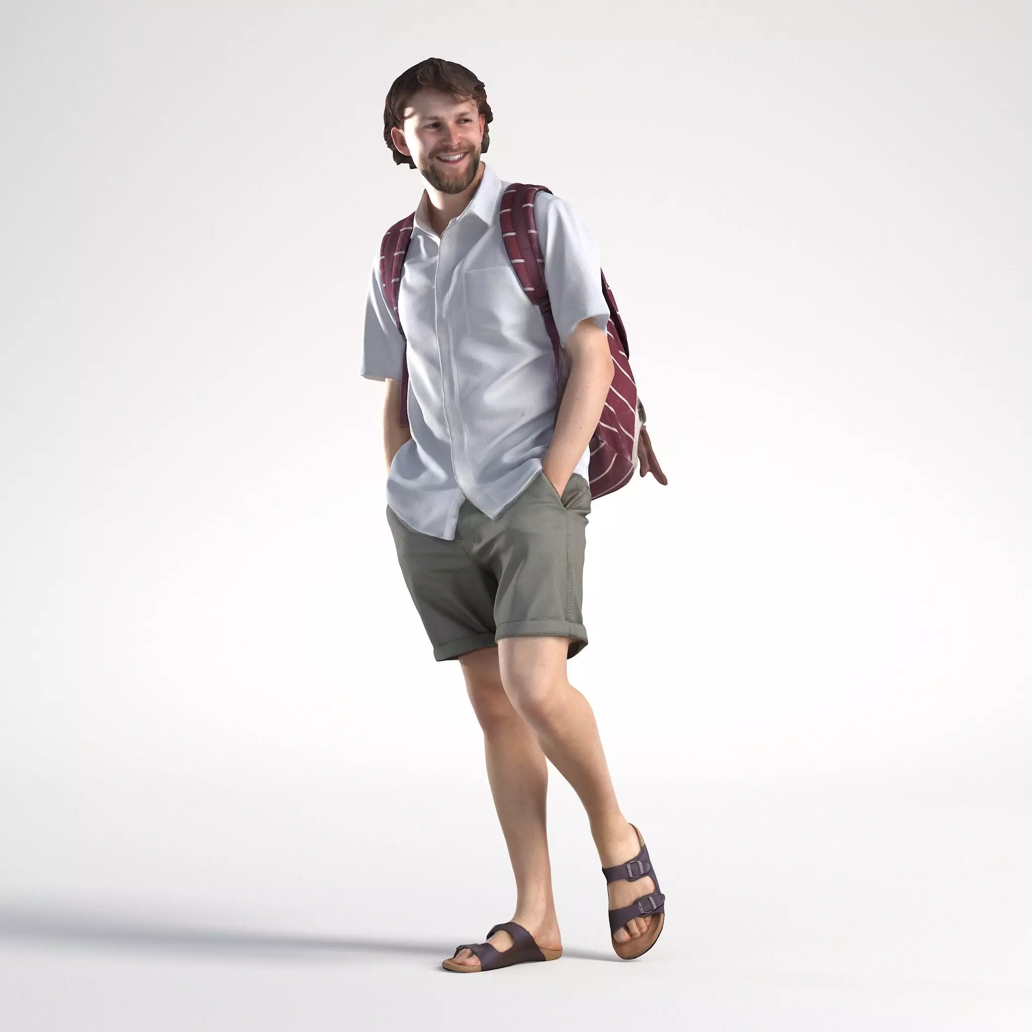 Man Casual Outfit Walking Low poly Lewis 1745 3D model_0