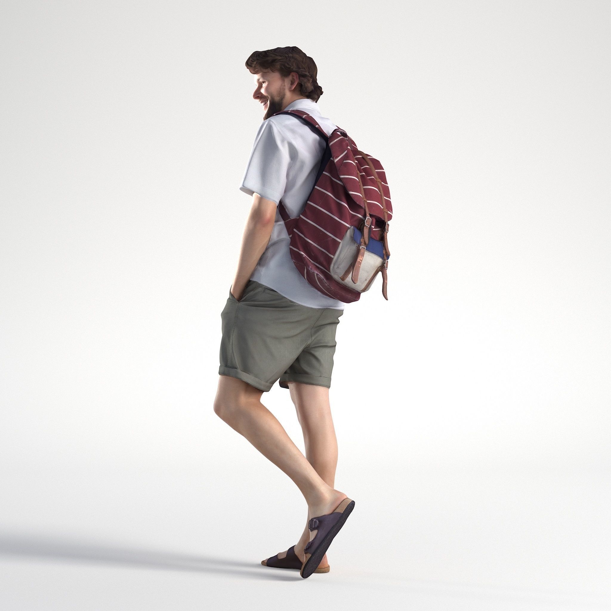 Man Casual Outfit Walking Low poly Lewis 1745 3D model_6
