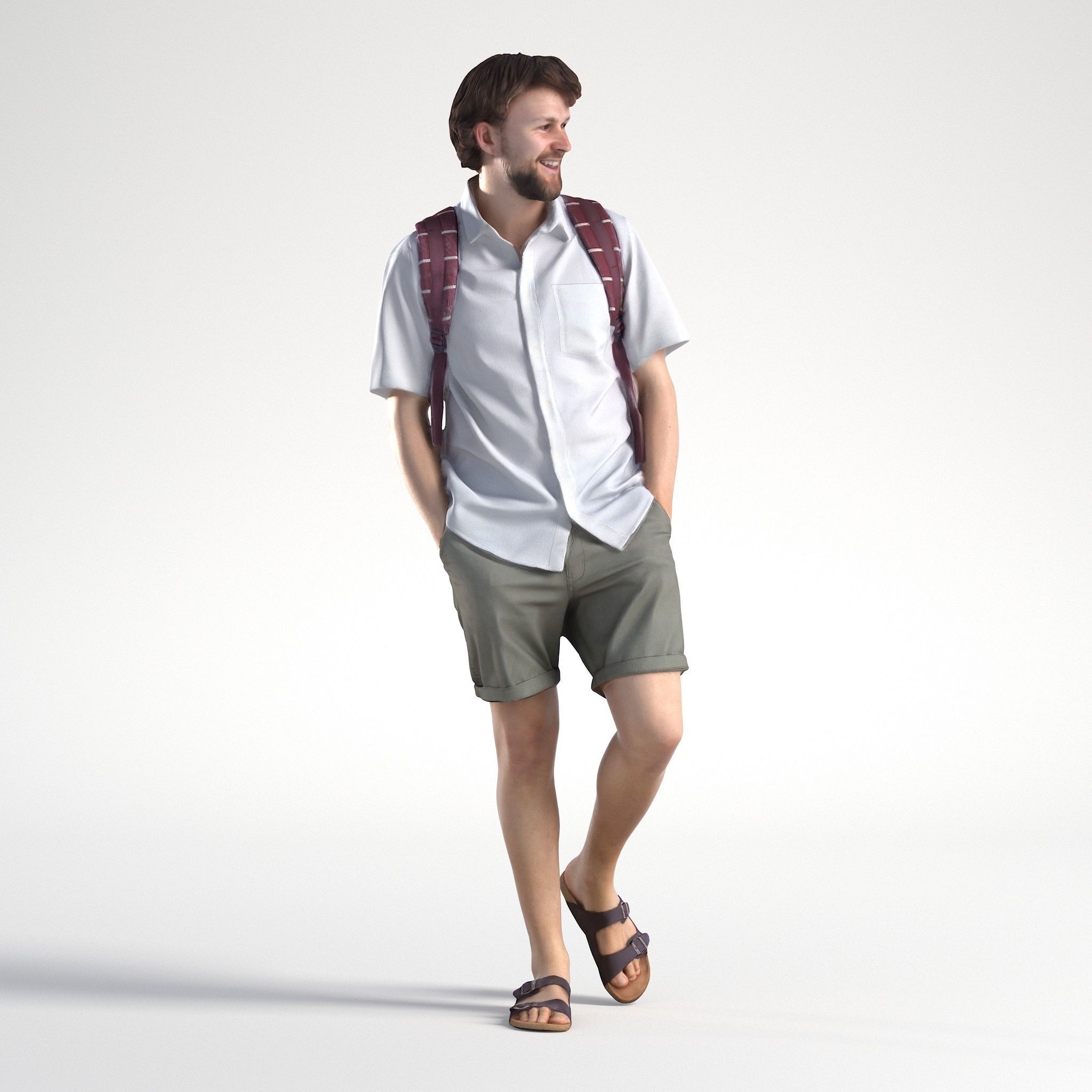 Man Casual Outfit Walking Low poly Lewis 1745 3D model_1