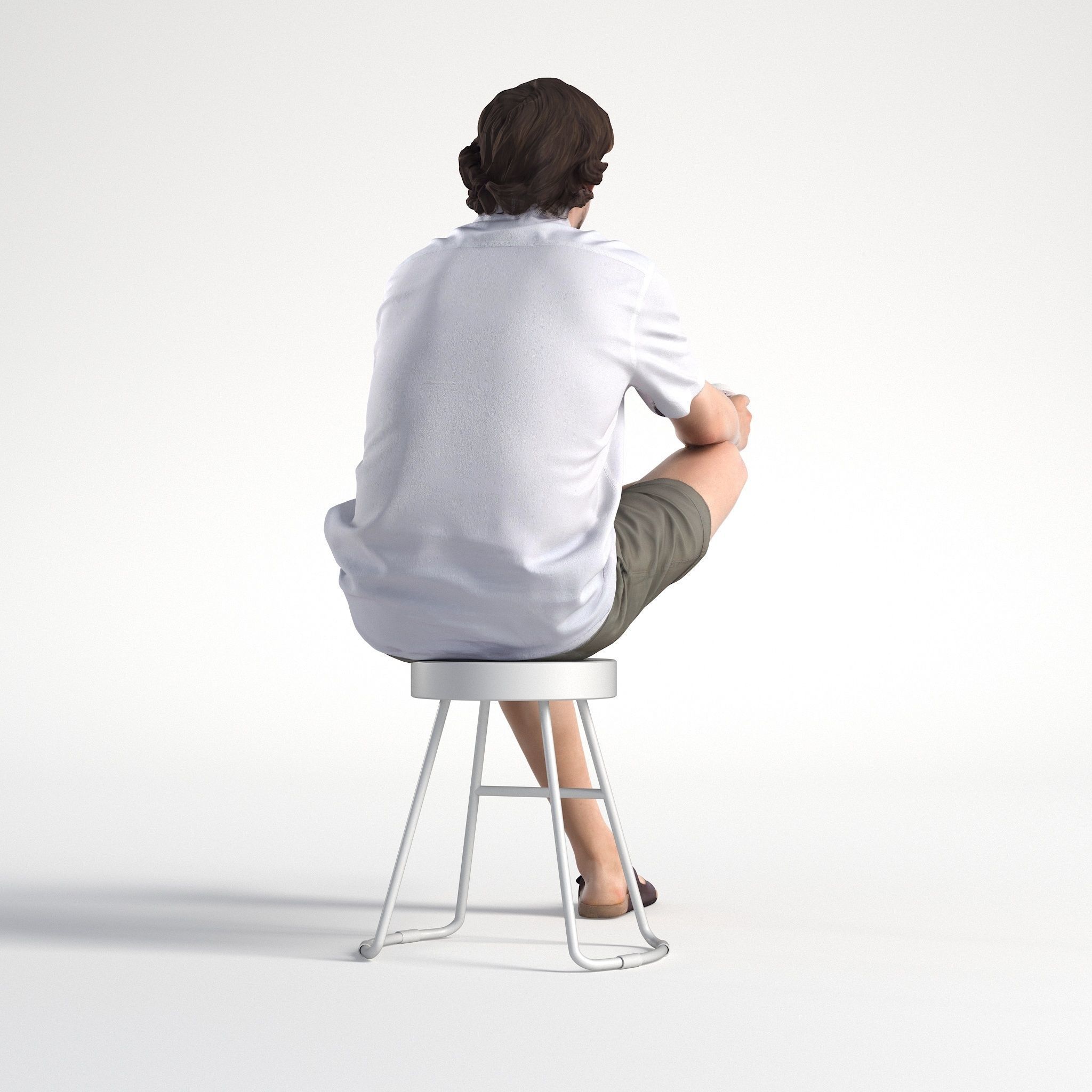 Man Casual Outfit Sitting with Coffee Cup Low poly Lewis 1750 3D model_4