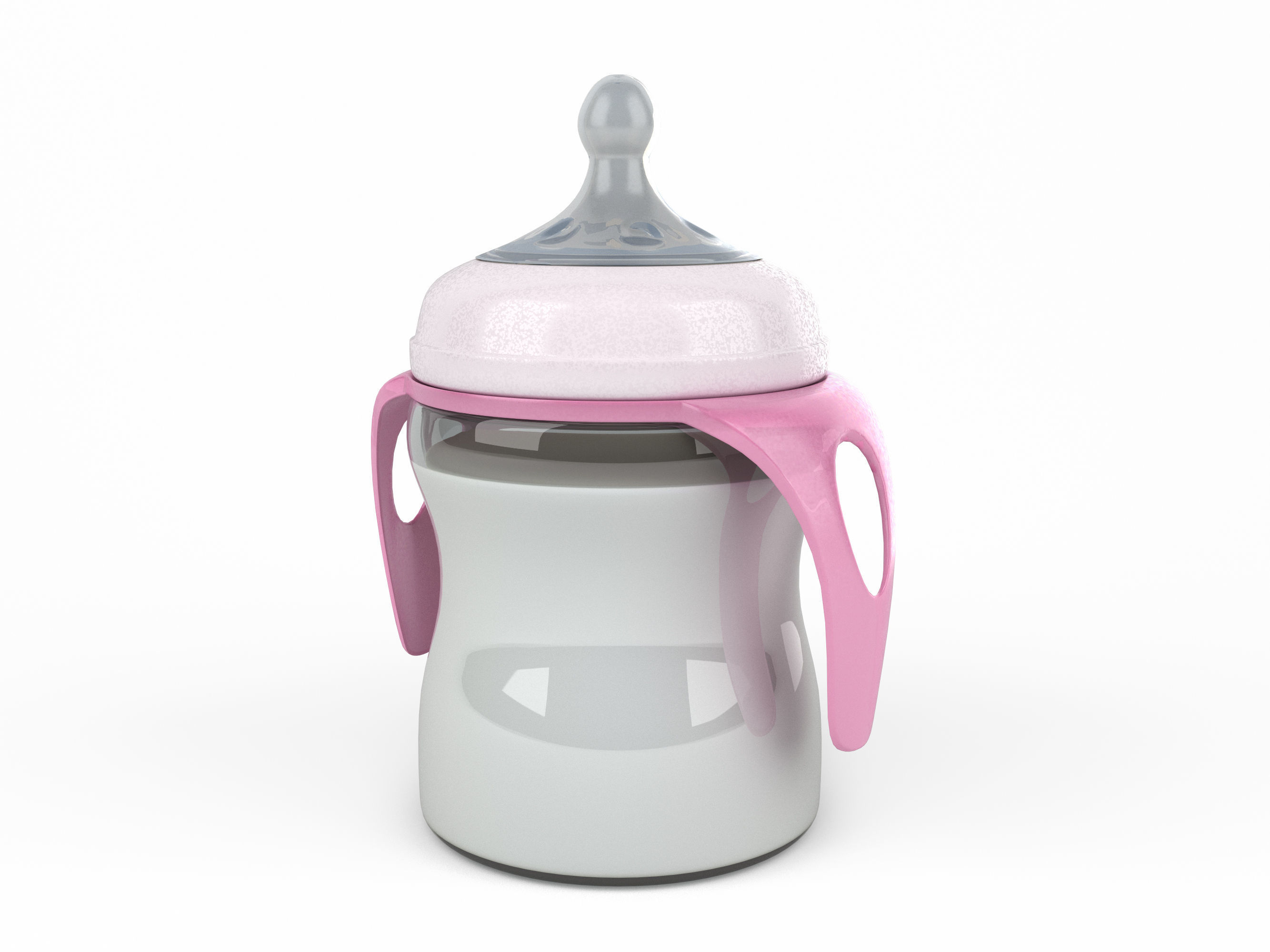 set of baby pacifiers with bottle Low-poly 3D model_4