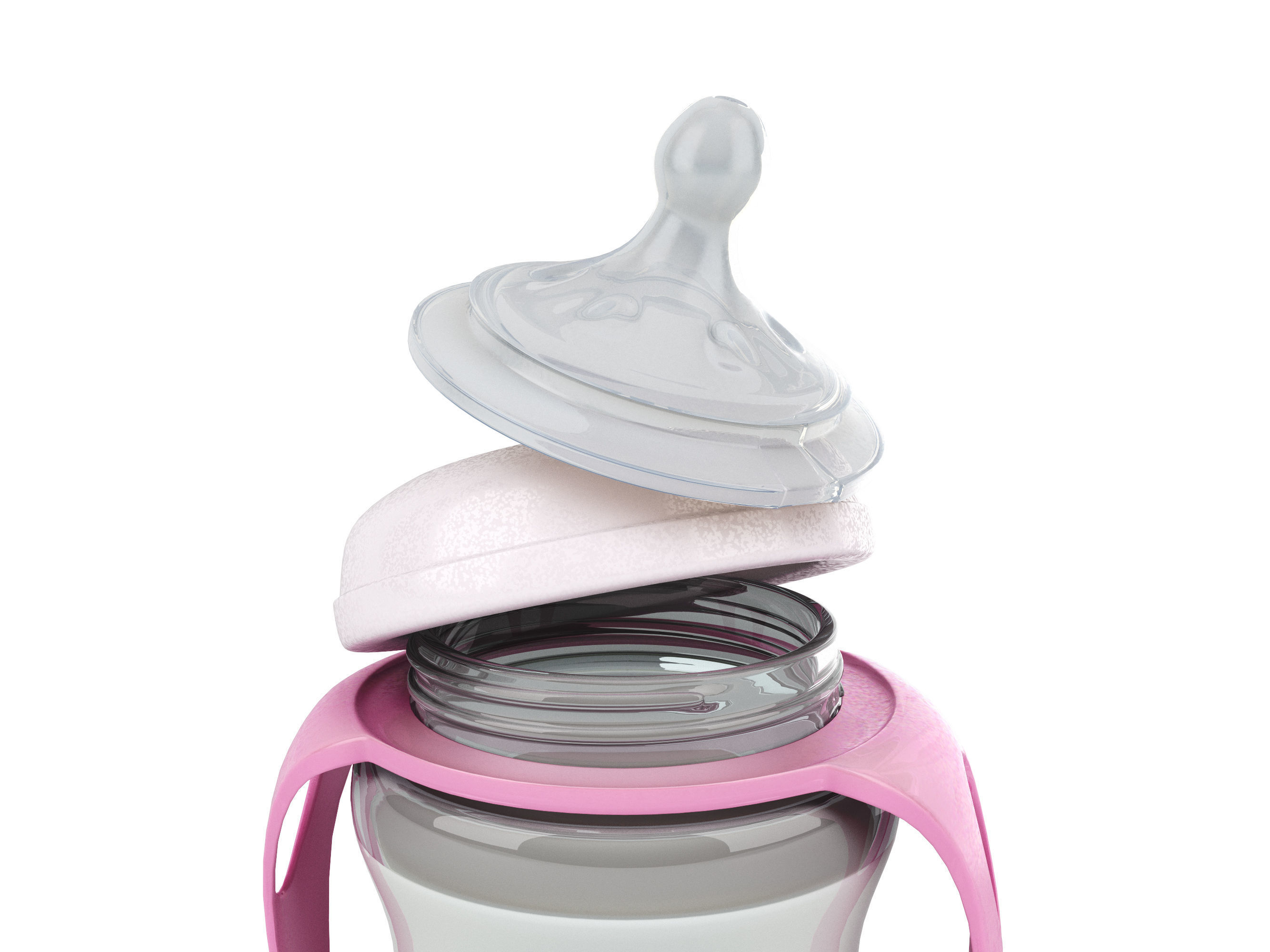 set of baby pacifiers with bottle Low-poly 3D model_5