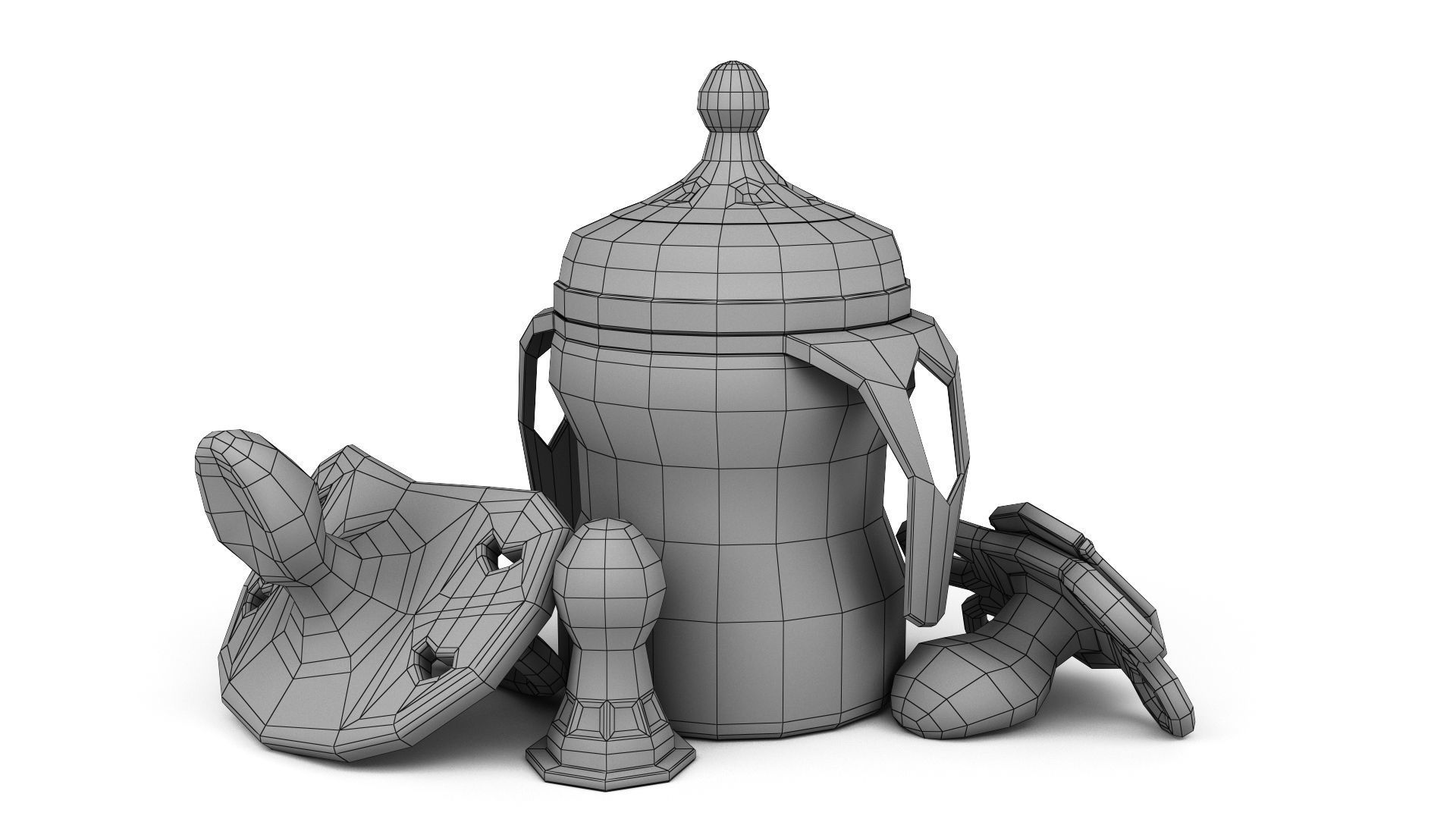 set of baby pacifiers with bottle Low-poly 3D model_6