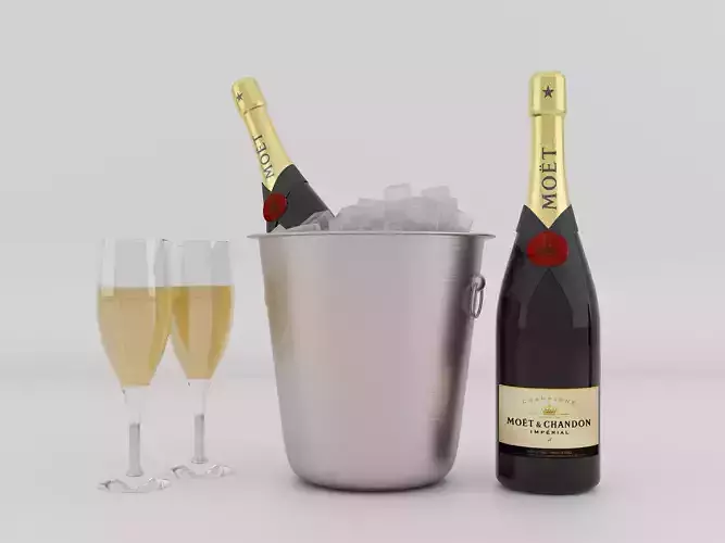 Moet and Chandon Champagne Ice Bucket and Glasses
