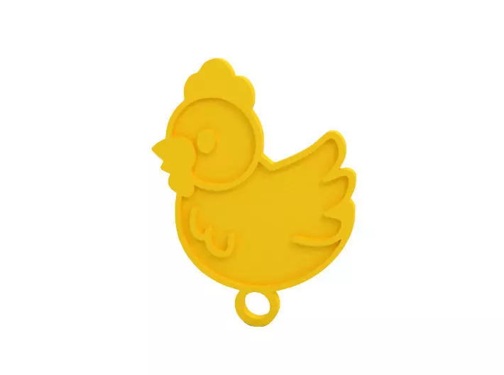 Keychain chicken shaped cookie cutter 3D print model_0