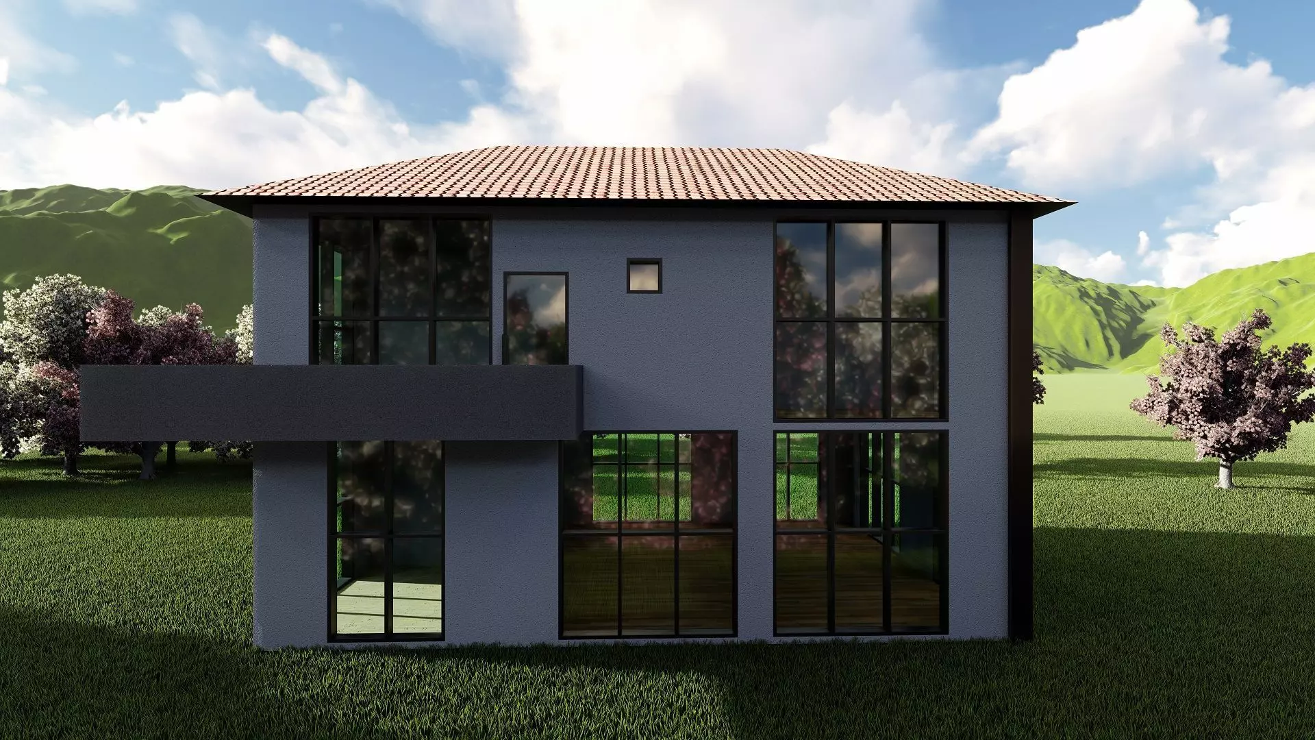 Family House Floor Plan Low-poly 3D model_0