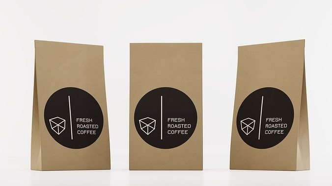 Paper coffee bag Low-poly 3D model