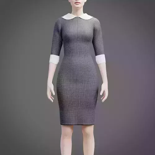 Plaid collar dress - female dress