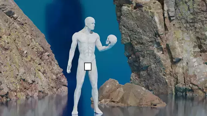 Grim statue with a skull