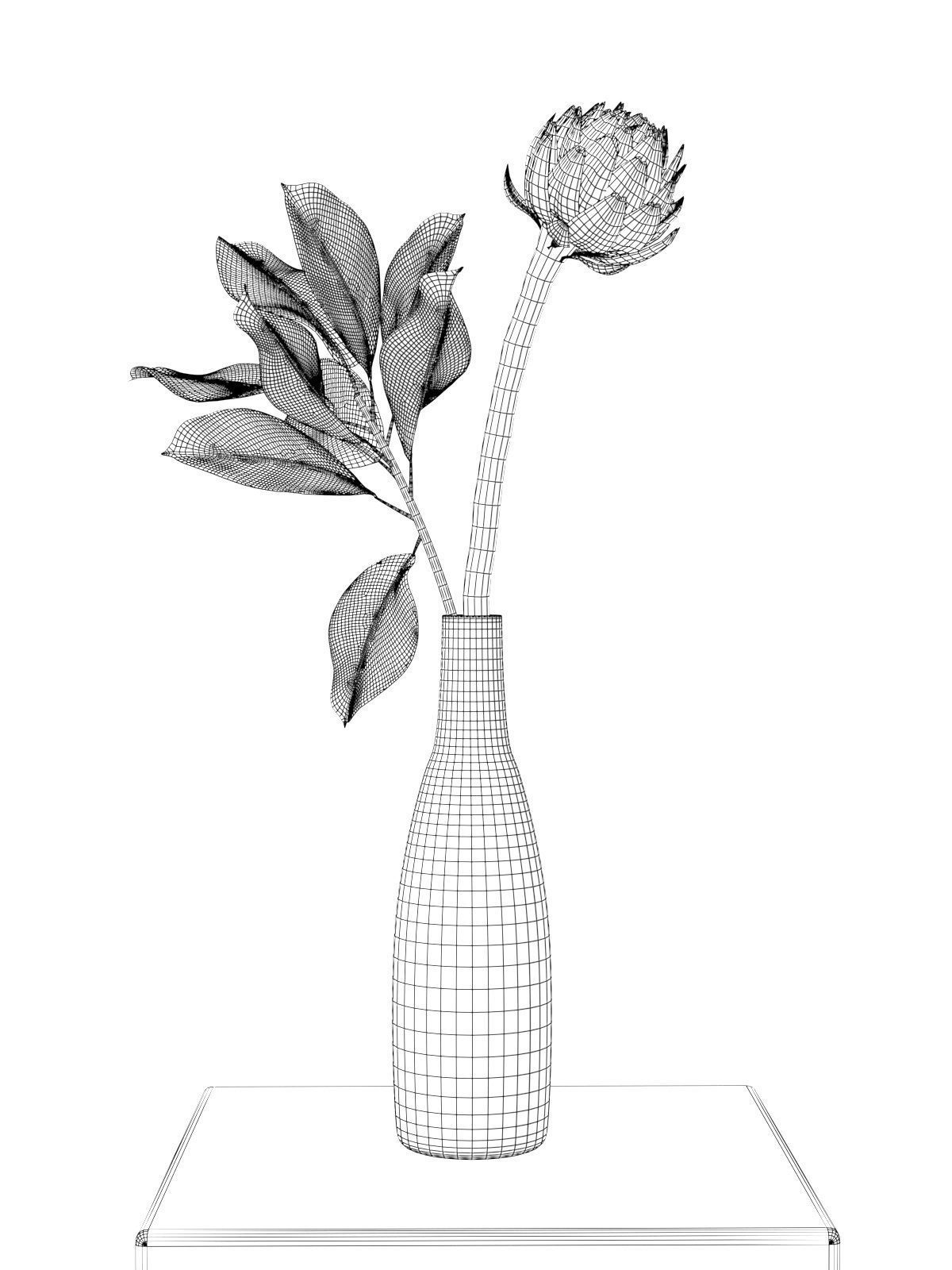 Artichoke with Leaves  3D model_3